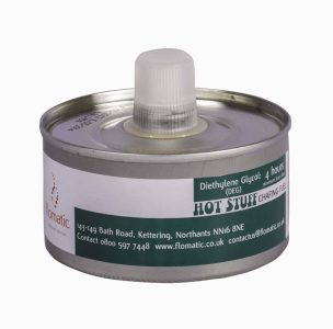 Hot Stuff 4 Hour DEG Liquid Fuel, buffet and catering fuel, available in cases of 24, ideal for consistent food warming.