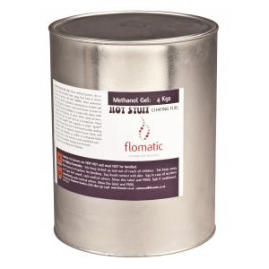 Hot Stuff Methanol Gel Refill, an economical solution for food warming. Available in cases of 4 x 4KG for long-lasting use in catering applications.