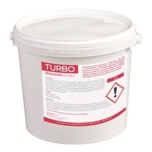 TURBO Renovating Powder for degreasing, sterilising, and revitalising glassware, crockery, and machines. Available in multiple sizes.