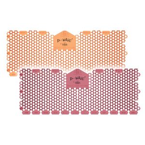 P-Wave Trough Screen available in Mango or Spiced Apple fragrance, offering 30-day odour control, splashback reduction, and a linkable design for urinals.
