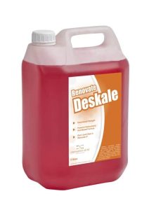 Renovate Deskale bottle, a commercial strength descaler for boilers, dishwashers, coffee machines, and more, with corrosion protection.
